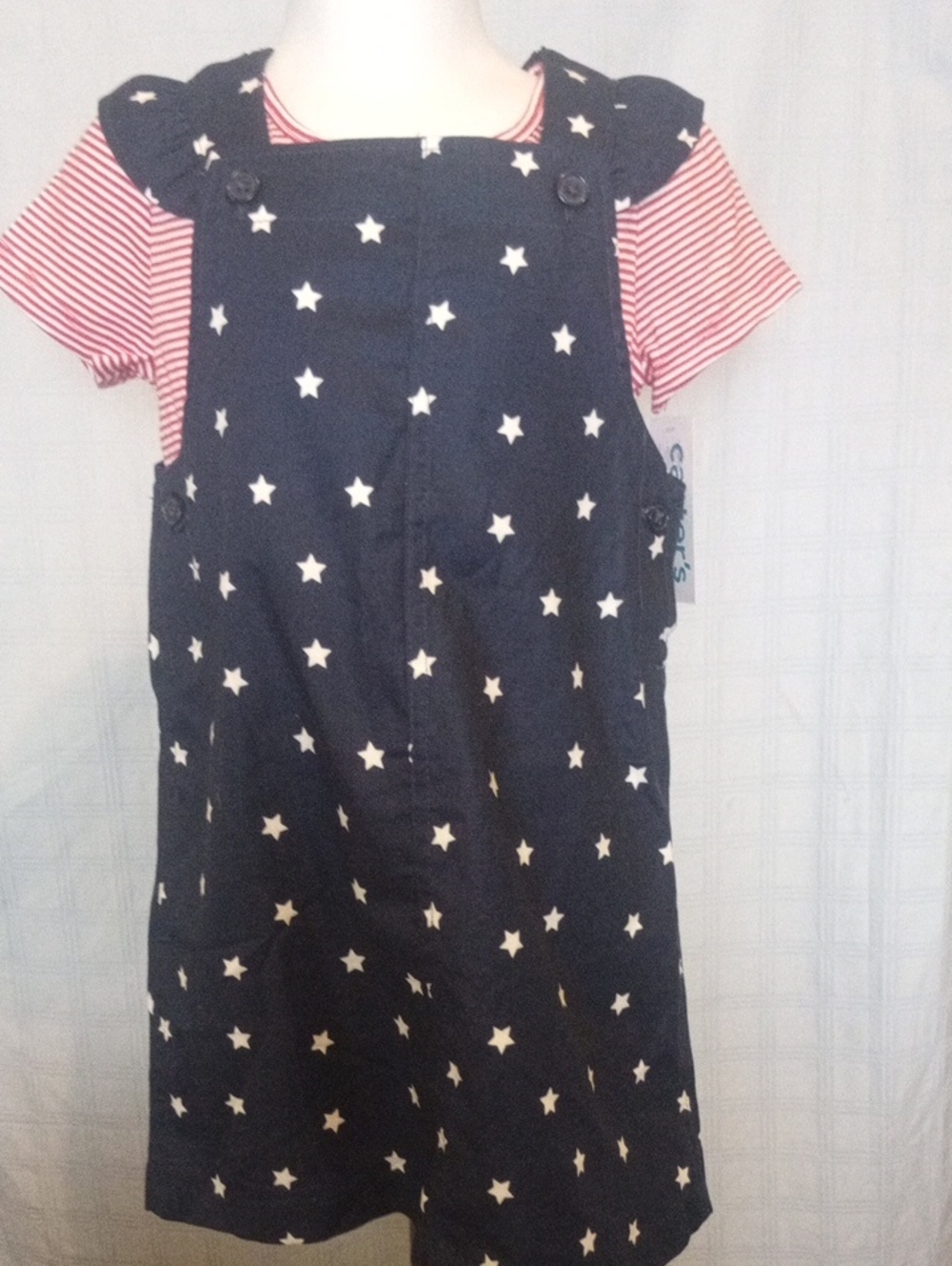 CARTER'S Toddler Girls Navy & White star Jumper & Red Stripe T-Shirt Set size 3T